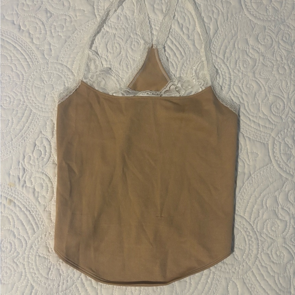 Forever 21 Tan Camisole with Lace Trim